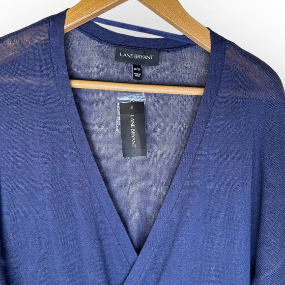 Lane Bryant New Short Sleeve Long Line Open Cardigan Sweater 18/20 Navy Blue - Picture 3 of 10